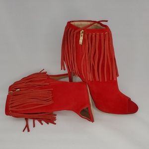 Womens Brand New Red Fringe Bootie (SEVERAL SIZES)
